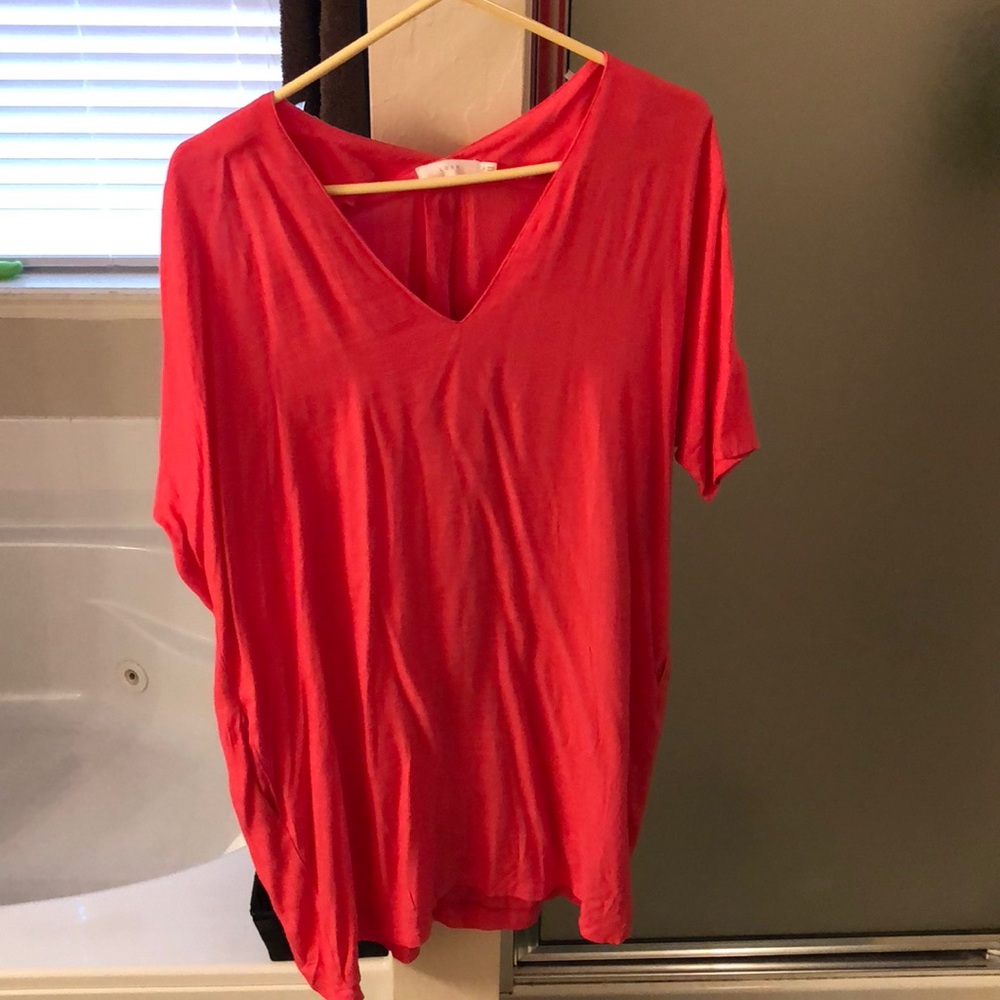 Coral flowy v neck dress!